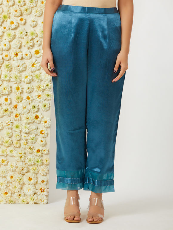 Blue Mashru Silk Pants