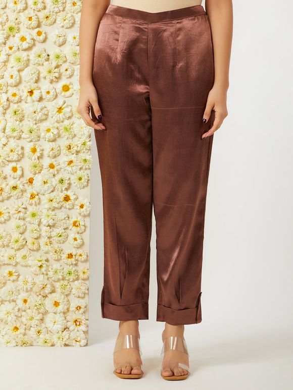 Brown Mashru Silk Pants