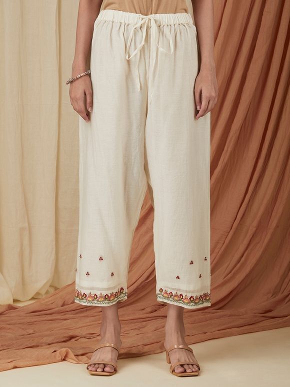 Buy Fabindia Pink Embroidered Pants for Women Online  Tata CLiQ