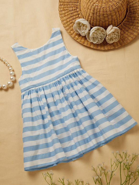 Blue White Printed Cotton Dress