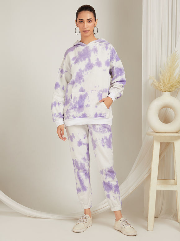 Purple White Hand Tie and Dye Co-ords- Set of 2