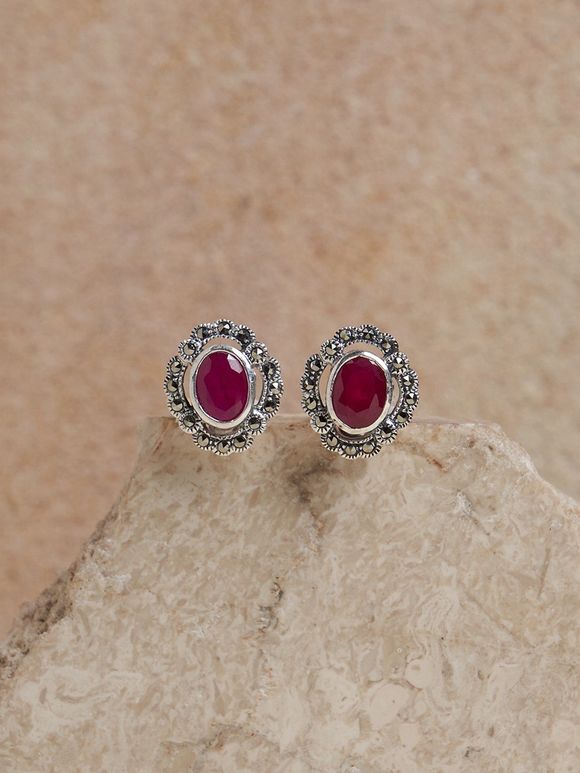 Pink Handcrafted Silver Earrings