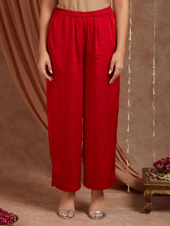 Red Modal Silk Pants