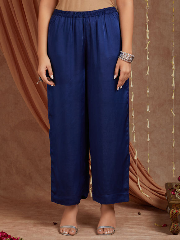 Navy Blue Modal Silk Pants