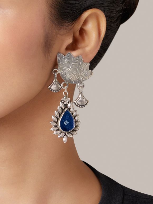 Blue Handcrafted Silver Earrings