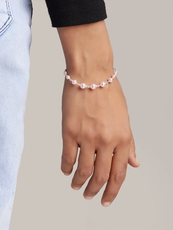 Pink Handcrafted Silver Bracelet