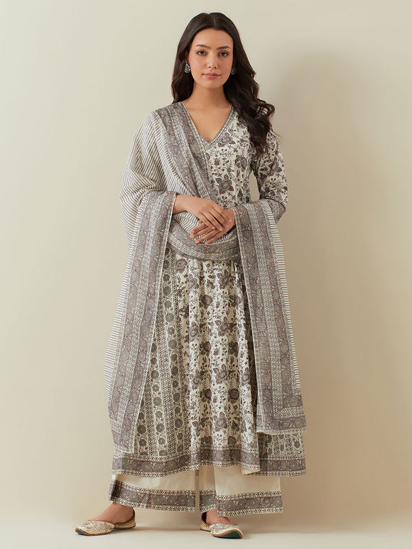Grey Rhythm Block Printed COTTON Kurta