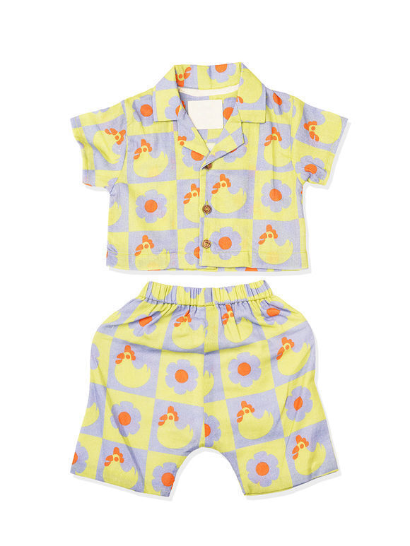 Green Printed Cotton Co-ord Set - Set of 2