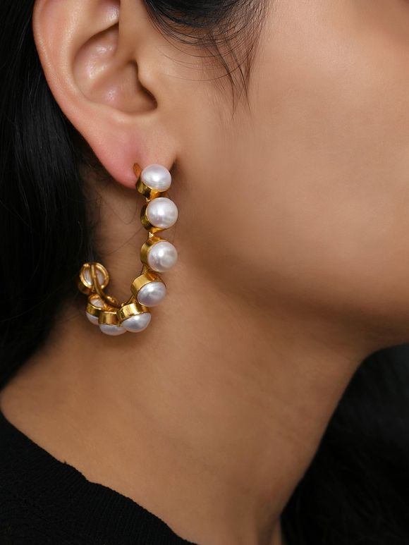 Gold Plated Handcrafted Brass Hoop Earrings
