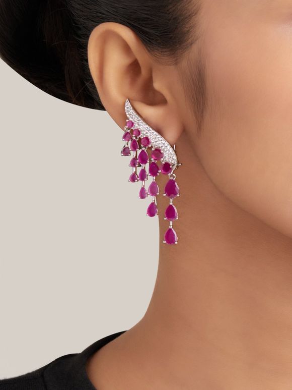 Pink Handcrafted Brass Earrings