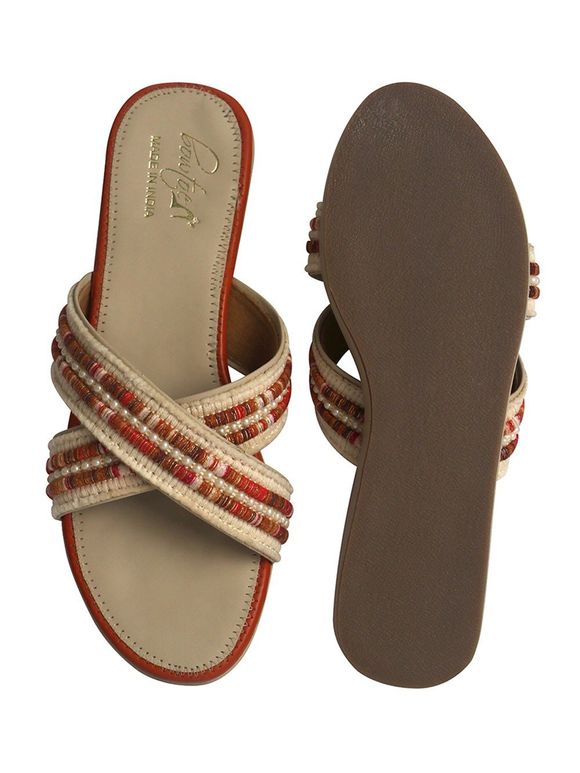 Multicolor Handcrafted Faux Leather Slip Ons