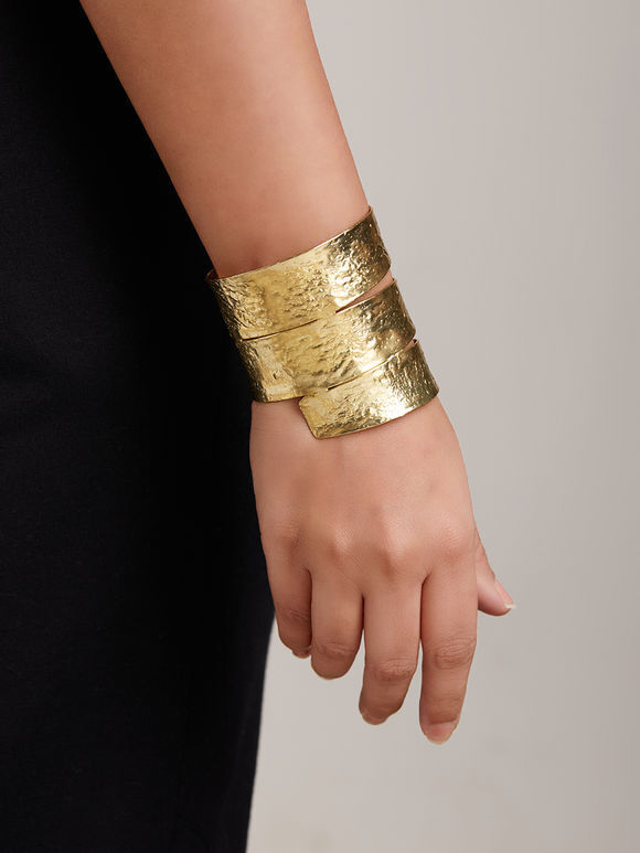 Gold Toned Handcrafted Brass Bangle