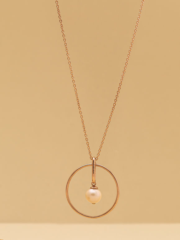 Rose Gold Handcrafted Pearl Silver Necklace