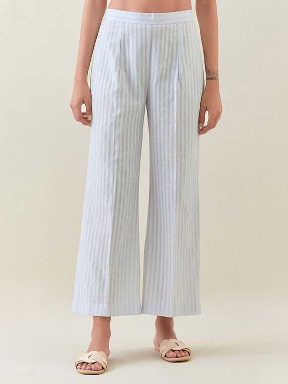 Lavender Striped Cotton Pants