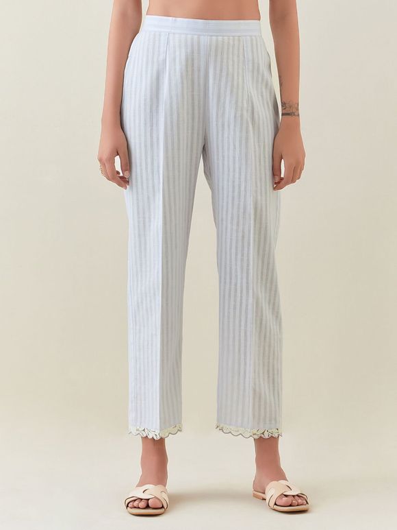 Lavender Striped Cotton Pants