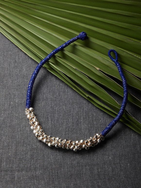 Blue Handcrafted Brass Ghungroo Necklace