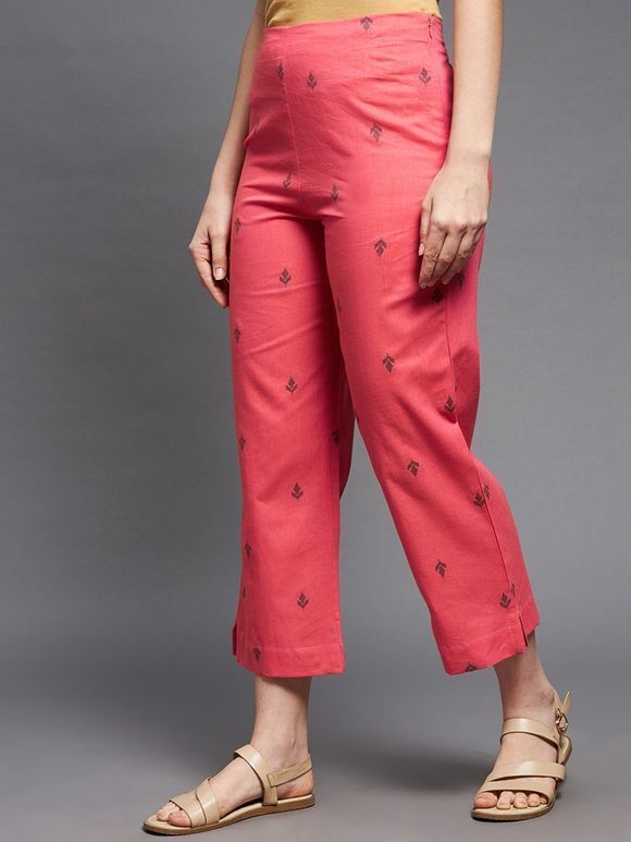 Pink Cotton Dobby Pants
