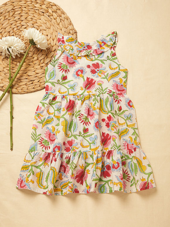 Multicolor Hand Block Printed Cotton Dress