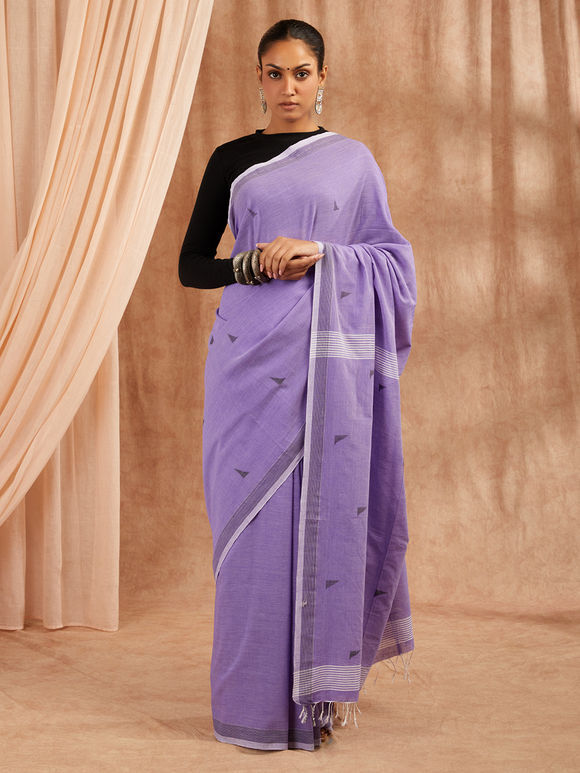 Purple Handloom Cotton Jamdani Saree