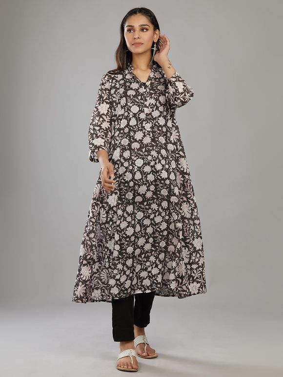 MULMUL CHETAN HAND BLOCK PRINTED KURTA-PANT SET main image 1