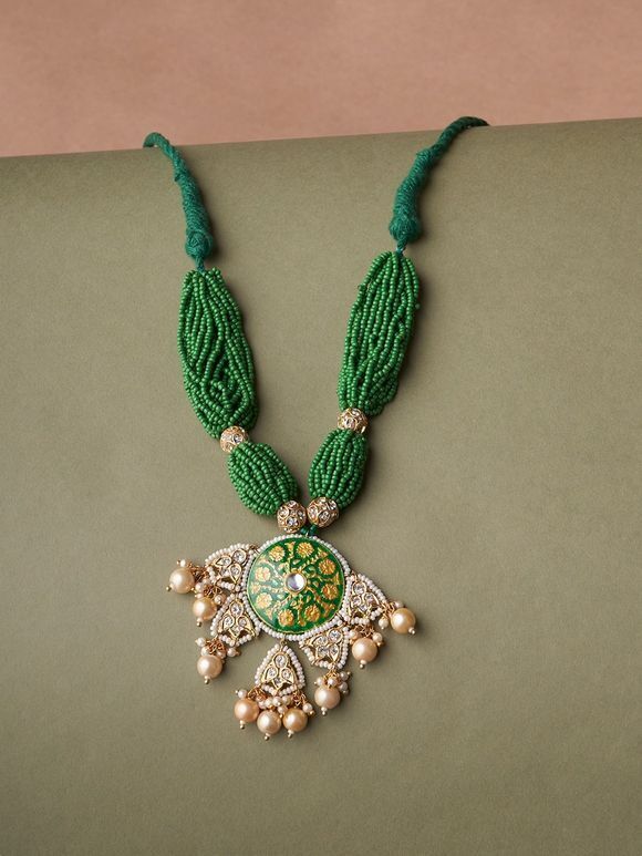 Green Handcrafted Metal Necklace