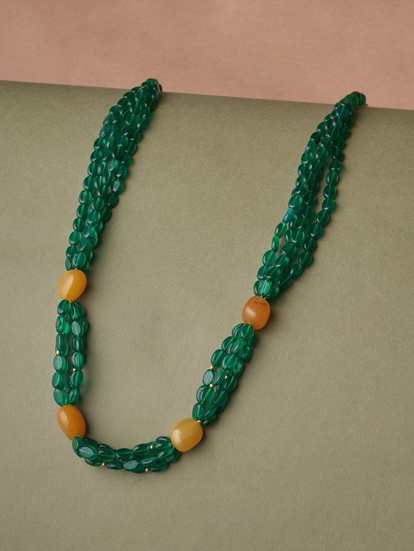 Green Yellow Handcrafted Metal Layered Necklace