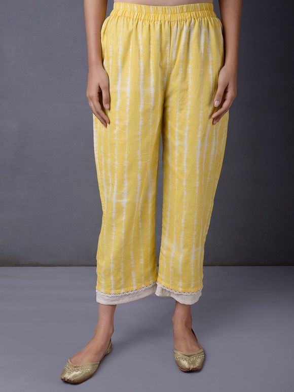 Yellow Printed Cotton Pants