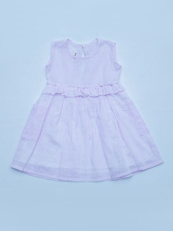 Purple White Hand Block Printed Cotton Dress