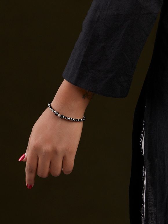 Black Handcrafted Silver Bracelet