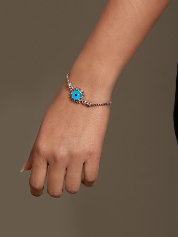 Blue Handcrafted Silver Bracelet