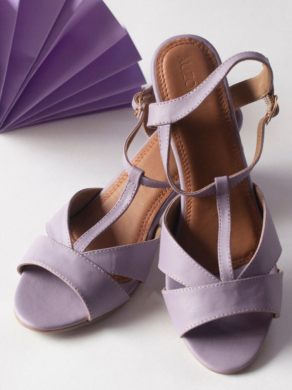 Lilac Handcrafted Faux Leather Block Heels