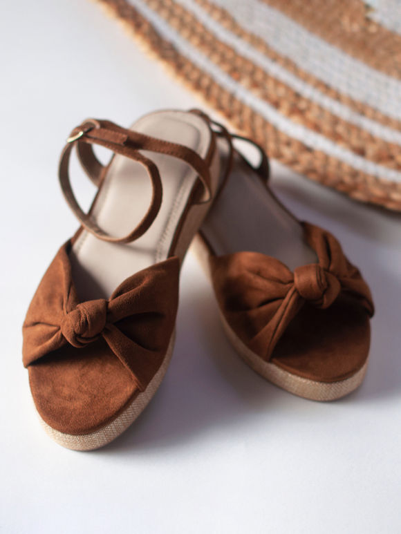 Brown Handcrafted Faux Leather Wedges