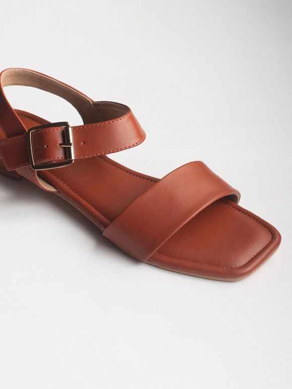 Brown Handcrafted Faux Leather Slip Ons