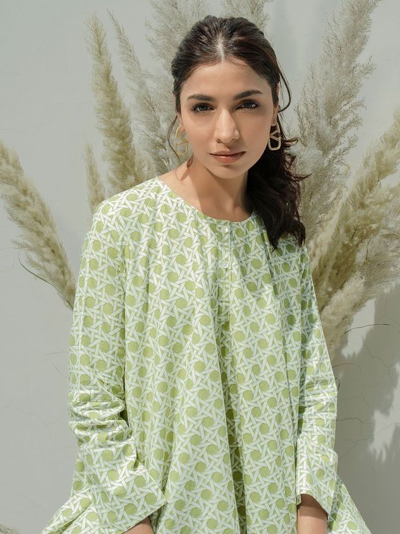 Green Printed Organic Cotton Dress