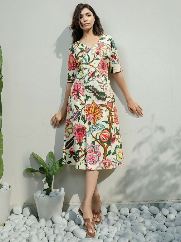Multicolor Printed Organic Cotton Dress