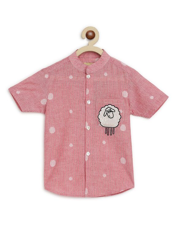 Pink Embroidered Cotton Shirt