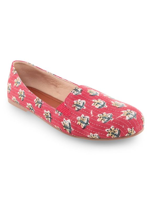 Pink Hand Block Printed Cotton Loafers