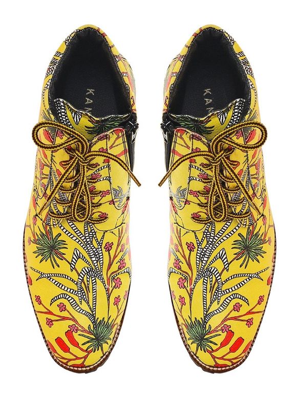 Yellow Printed Canvas Boots