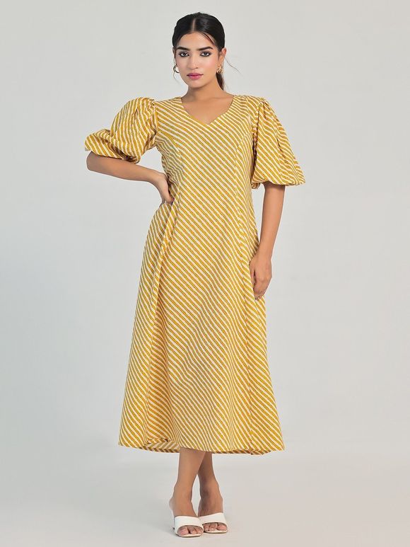 Yellow Printed Cotton Dress
