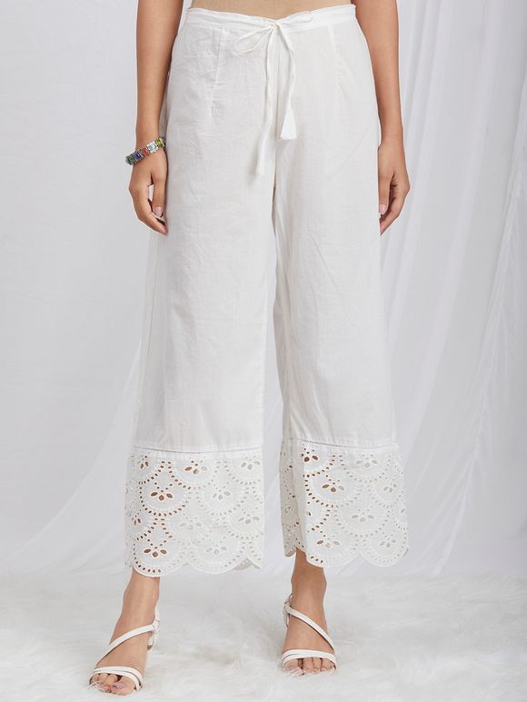 Women Liva Rayon Yellow Schiffli Embroidered Kurta