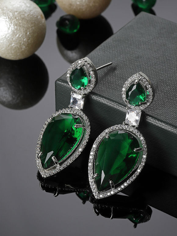 Green Handcrafted Metal Earrings