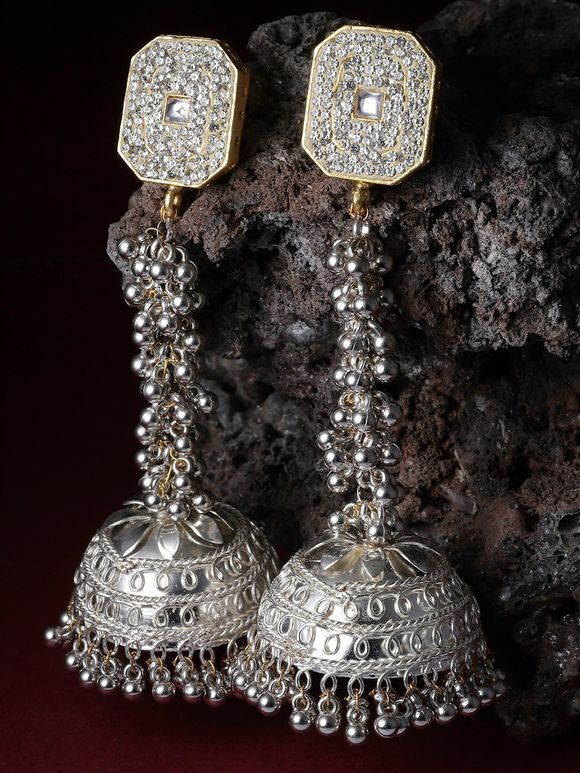 Silver Toned Handcrafted Metal Jhumkies