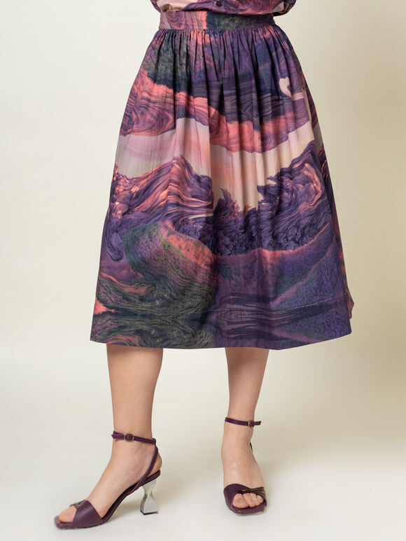 Purple Printed Cotton Skirt