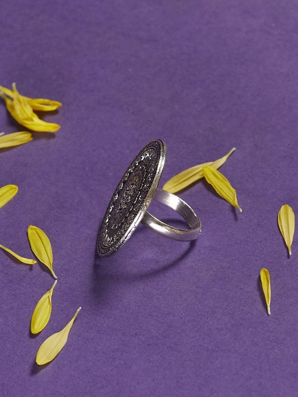 Silver Toned Handcrafted Metal Ring
