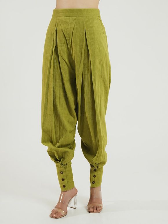 Green Handloom Cotton Pants