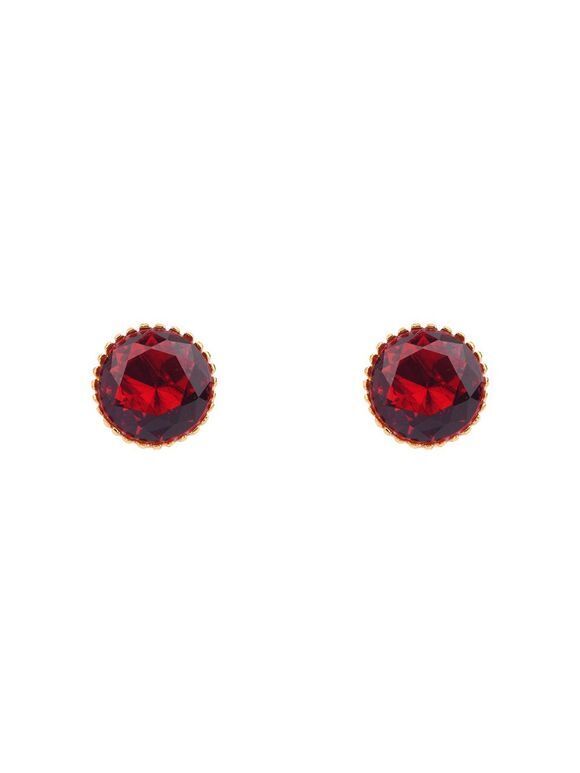 Red Handcrafted Brass Stud Earrings