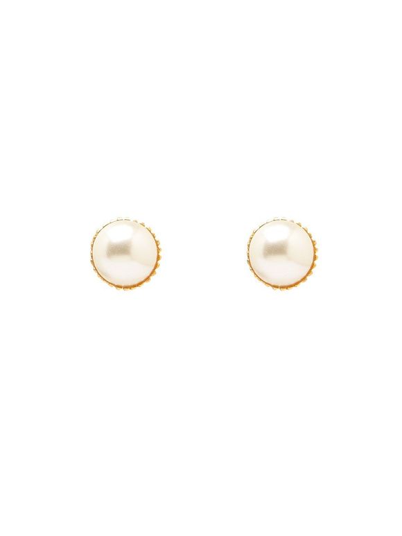 Gold Plated Handcrafted Brass Pearl Earrings