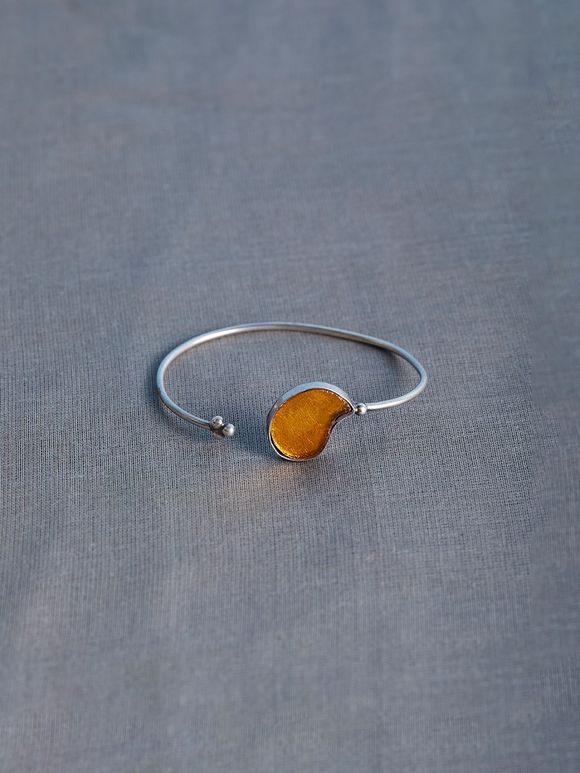 Yellow Handcrafted Cuff Silver Bracelet