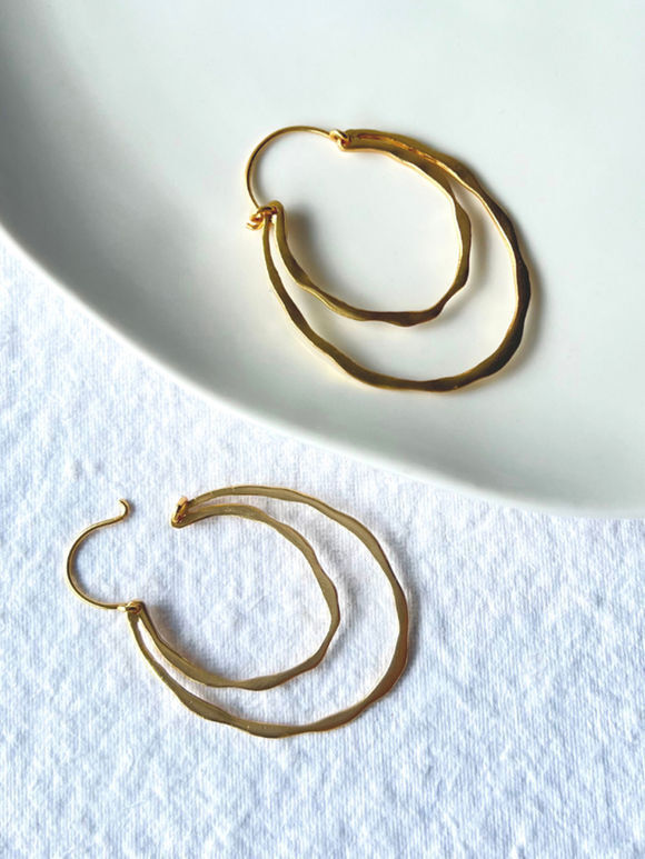 Gold Toned Handcrafted Brass Hoops