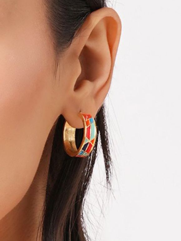 Multicolor Hand Painted Brass Earrings